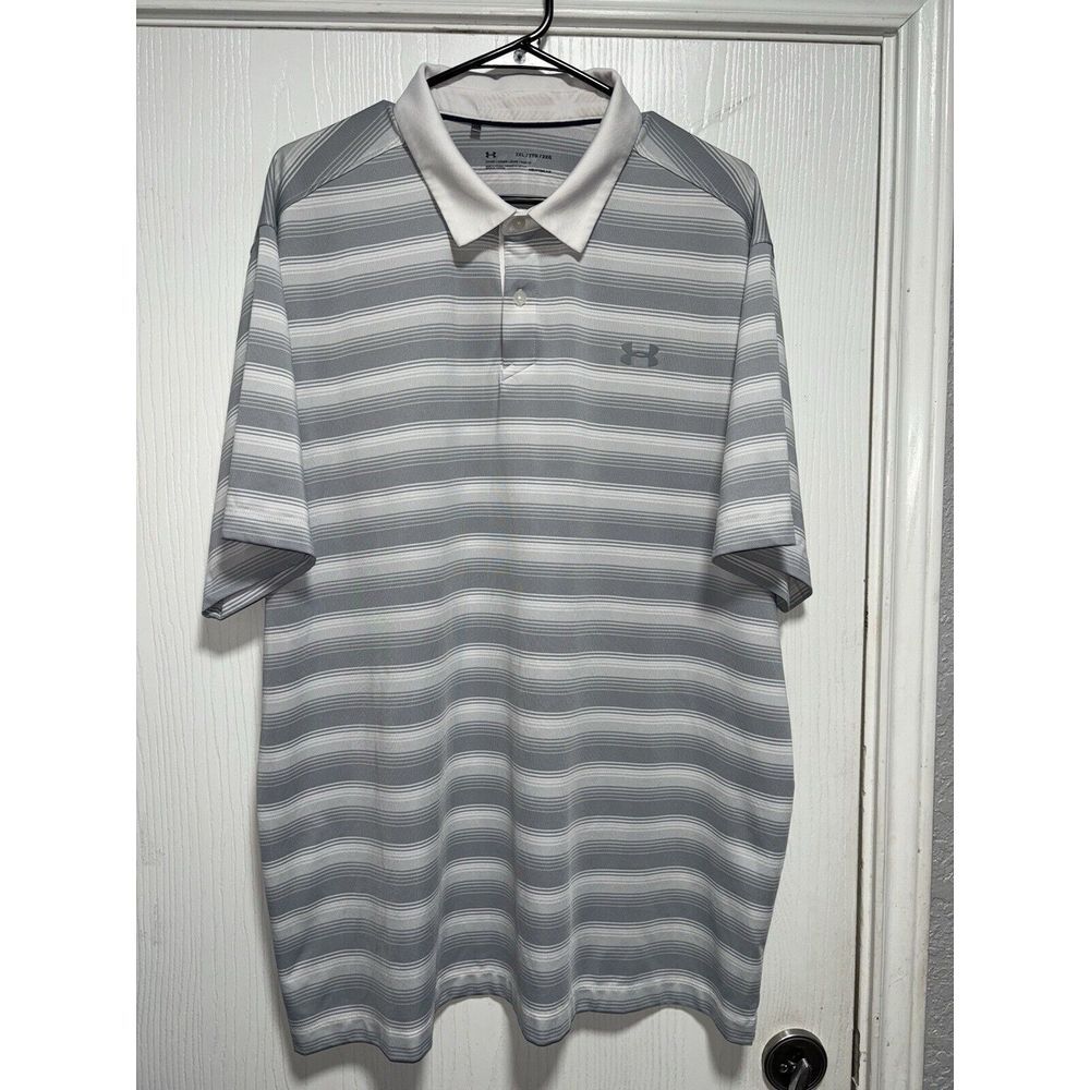 Under Armour Heat Gear Loose Mens Golf Shirt Polo Gray Size 2XL‎